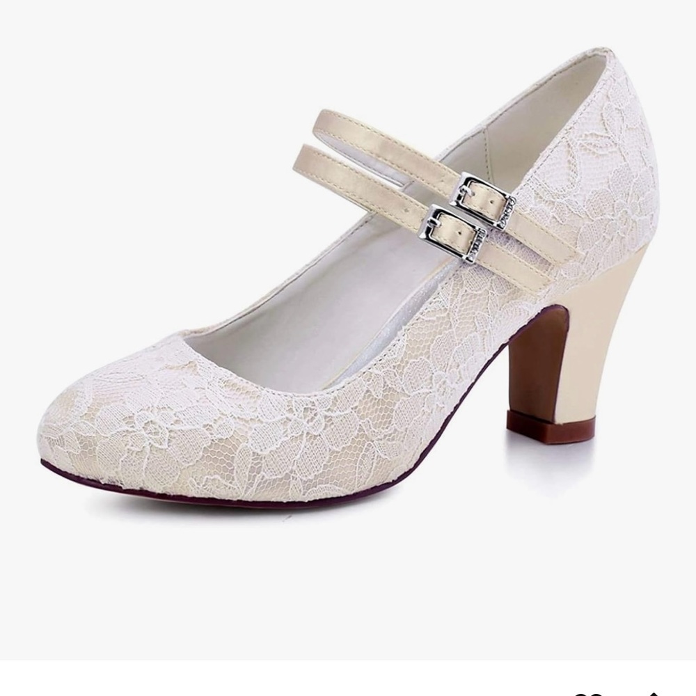 Elegant Park Cream Lace Mary Jane Heels